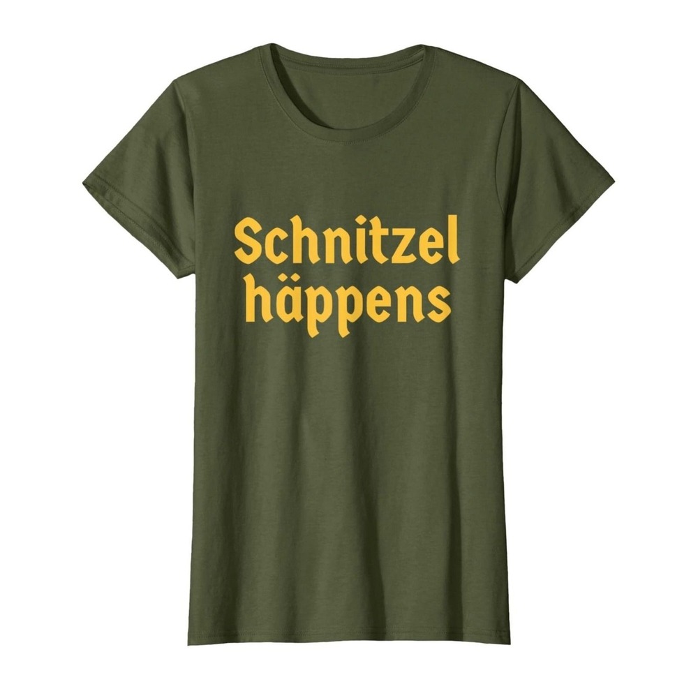 Schnitzel Happens Funny German Beer Oktoberfest T-Shirt Women's medium